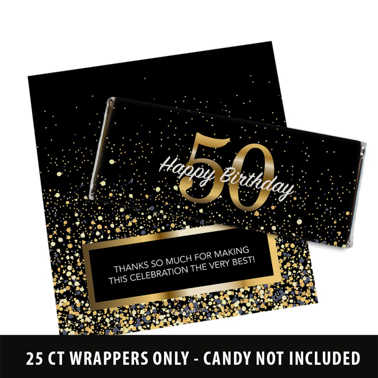 50th Birthday Candy Party Favors Wrapped Hershey's Chocolate Bars or Wrappers Only by Just Candy